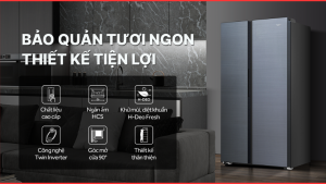 Tủ lạnh Aqua Inverter 569 lít AQR-S633XA(SL) 2025 - Thái Lan