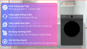 Máy sấy thông hơi Chống nhăn Midea 7 kg MD100A70