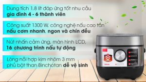 Nồi cơm cao tần Toshiba 1.8 lít RC-18IP1PV - 1300W