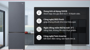 Tủ lạnh Aqua Inverter 324 lít AQR-B390MA(SLB) 2025 - Việt Nam