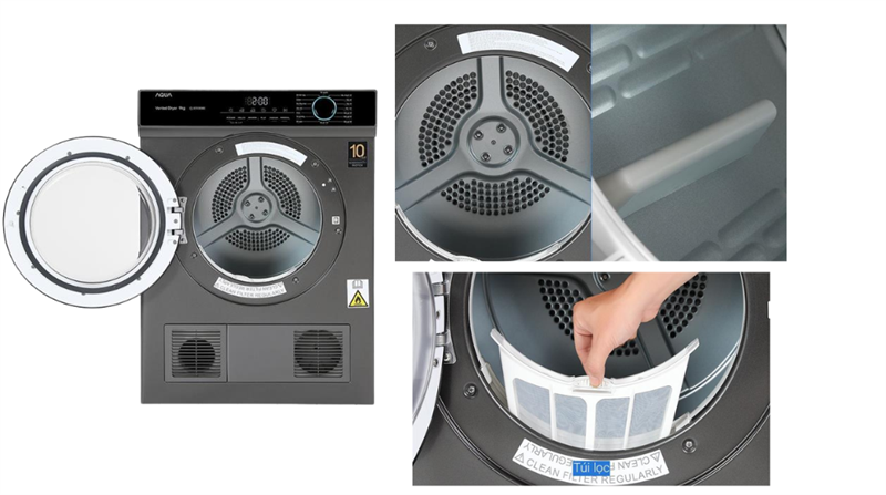Máy sấy thông hơi Aqua 9 kg AQH-V901K PS (RS.5T5) - Ảnh 4