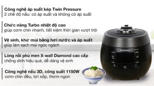 Nồi cơm điện tử áp suất Cuckoo 1.8 lít CRP-RT1008F/BKTSVNCV - HÀN QUỐC