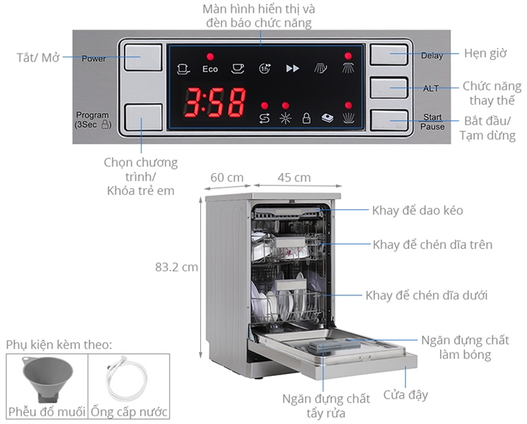 Máy rửa chén độc lập Galanz W45A3A401S-0E1(SS) - Sự lựa chọn lý tưởng cho mọi gia đình
