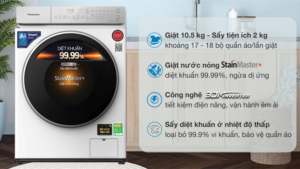 Máy Giặt Sấy Panasonic Inverter 10.5 Kg NA-V105FC1WV (sấy 2 kg) - VIỆT NAM