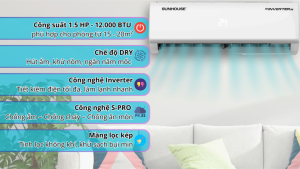 Máy Lạnh Sunhouse Inverter 1.5 HP SHR-AW12IC610 - Thái Lan (N.6T5)