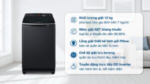 Máy giặt Aqua Inverter 12 kg AQW-DR120HT BK - Việt Nam