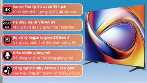 Smart Tivi QLED Toshiba AI 4K 55 inch 55M450RP 2025 - VIỆT NAM