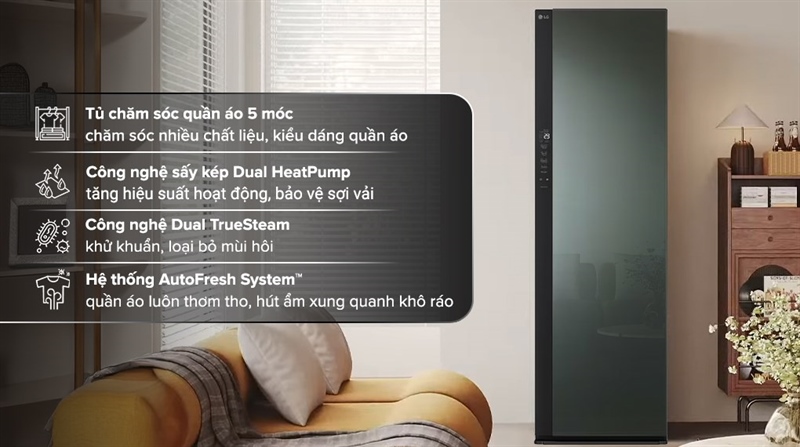 Tủ chăm sóc quần áo thông minh LG Styler Inverter 5 móc SC5MNR4G Hàn Quốc