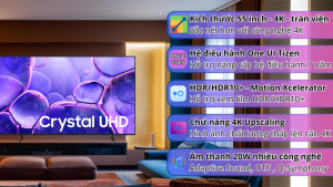 Smart Tivi Crystal UHD Samsung 4K 55 inch 55U8000F - Mới 2025