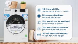 Máy giặt Beko Inverter 10 kg WCV10614XB0STW