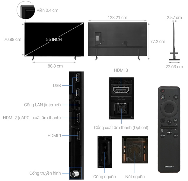 Smart Tivi Samsung 4K 55 inch UA55DU8000 2024 - VIỆT NAM - Ảnh 5