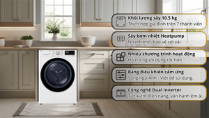 Máy sấy bơm nhiệt LG 10.5 kg DVHP50W 2024 - Hàn Quốc