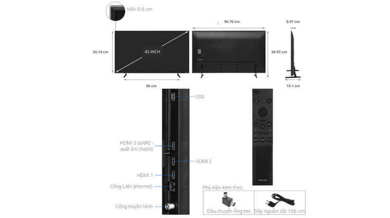 Smart Tivi Samsung 4K Crystal UHD 43 inch UA43DU7000 2024 - Việt Nam - Ảnh 5