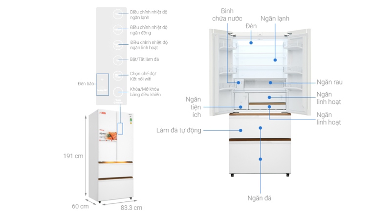 Tủ lạnh Toshiba Inverter 533 lít Japandi Multi Door GR-RF690WI-PGV(67) - Ảnh 5