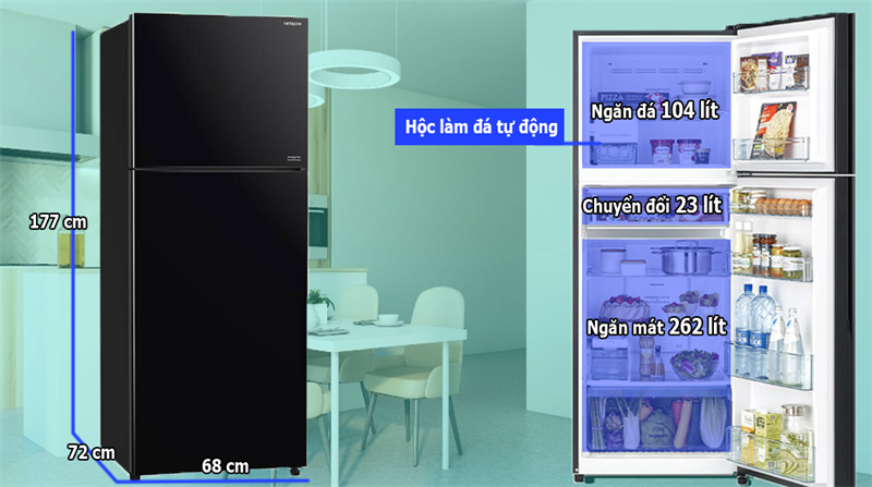 Alternative view of Tủ lạnh Hitachi Inverter 390 lít R-FVY510PGV0 (GBK) MÀU ĐEN - THÁI LAN