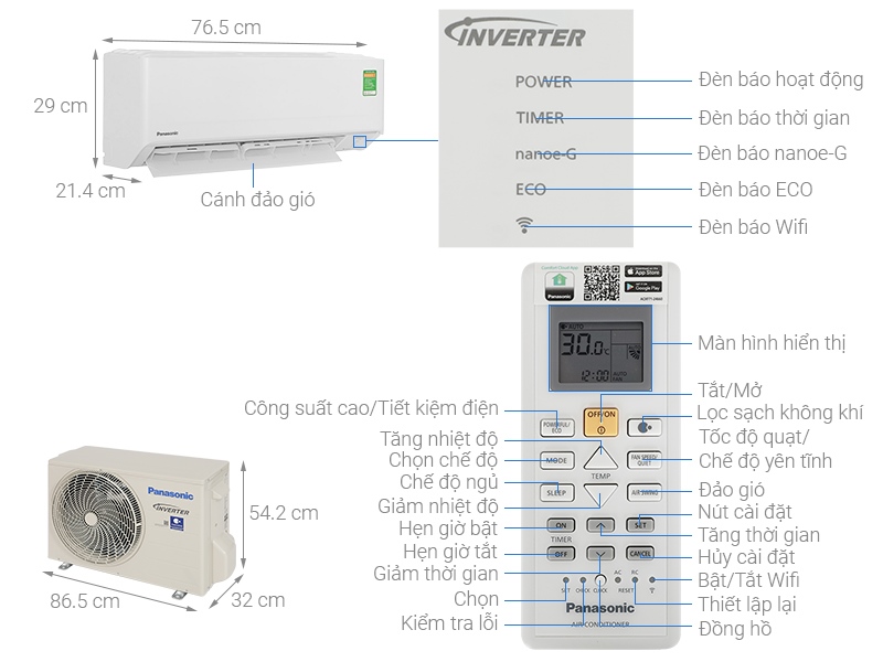 Máy lạnh Panasonic Inverter 1.5 HP CU/CS-PU12AKH-8 2024 - MALAYSIA (N.11T8) - Ảnh 5