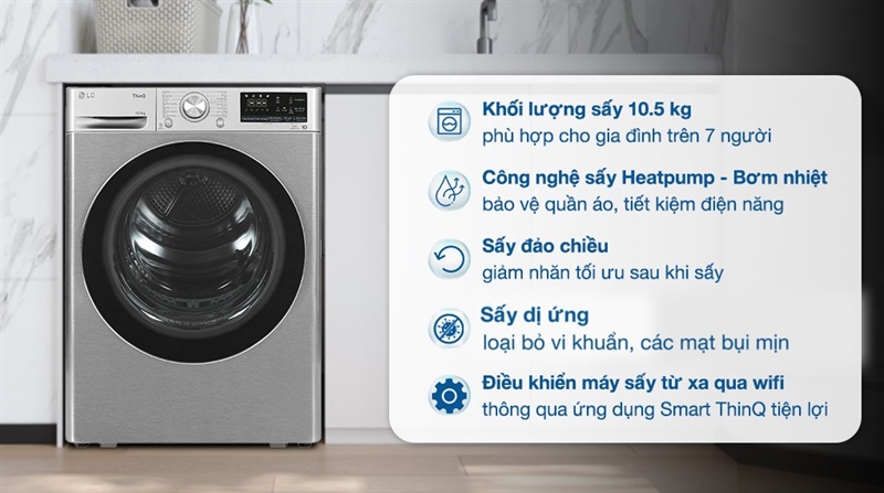 Máy sấy bơm nhiệt LG 10.5 kg DVHP50P - HÀN QUỐC