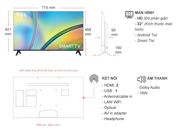 Google Tivi TCL 32 inch 32S5400A kết nối đa phương tiện