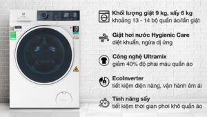 Máy giặt sấy Electrolux Inverter 9 kg EWW9024P5WB (Sấy 6kg) - THÁI LAN