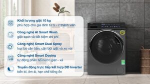 Máy giặt Aqua Inverter 10 kg AQD-DDW1000J BK - VIỆT NAM
