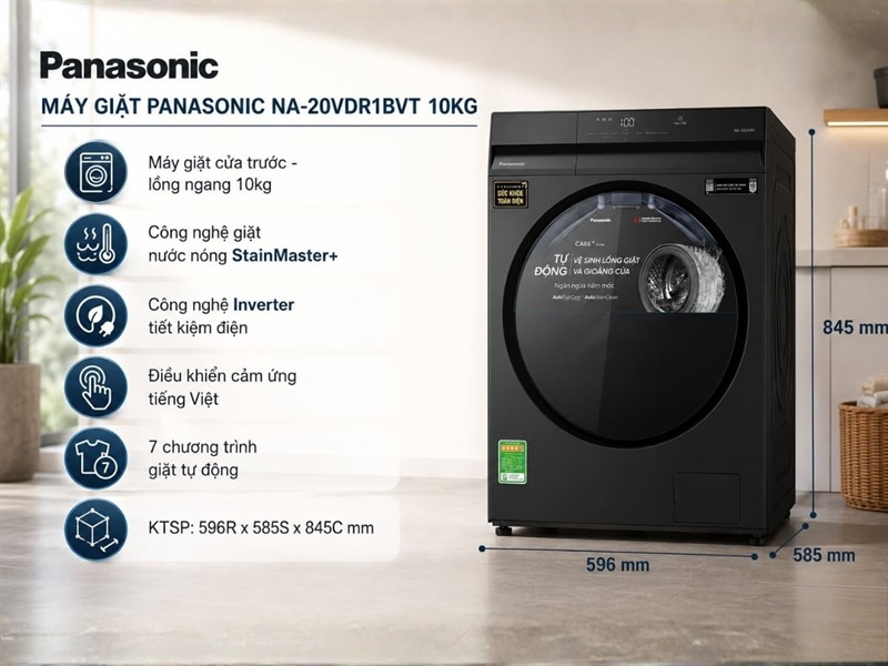 Máy Giặt Panasonic Inverter 10 Kg NA-20VDR1BVT 2026 - Việt Nam