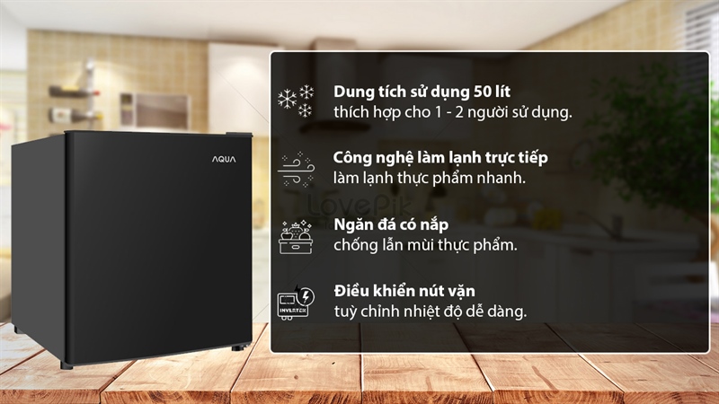 Tủ lạnh Aqua 50 lít AQR-D60FA(BS) 2024 - Thiết kế mini sang trọng với vỏ ngoài mặt thép hiện đại
