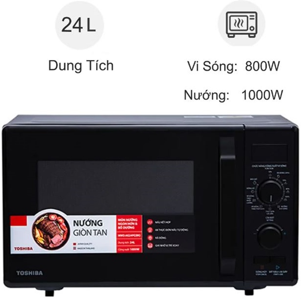 Lò vi sóng có nướng Toshiba MW2-AG24PC(BK) thiết kế sang trọng