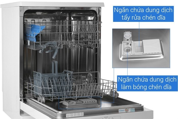 Chi tiết khay đựng và chất liệu thép không gỉ của Candy CDPN 1L390PW