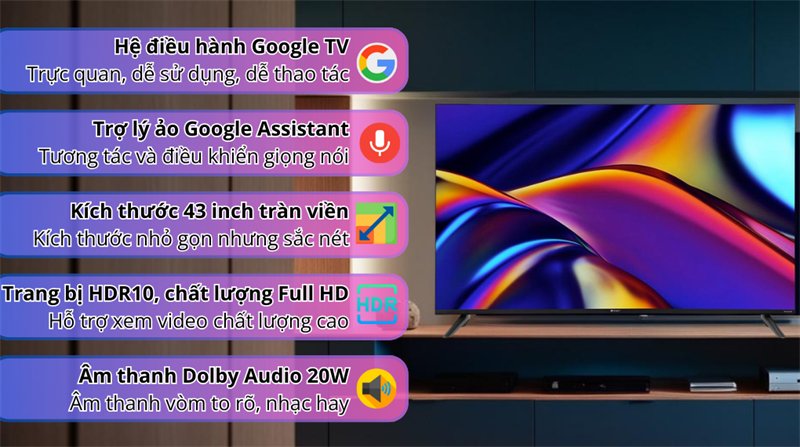 Google Tivi Casper 43 inch thiết kế hiện đại