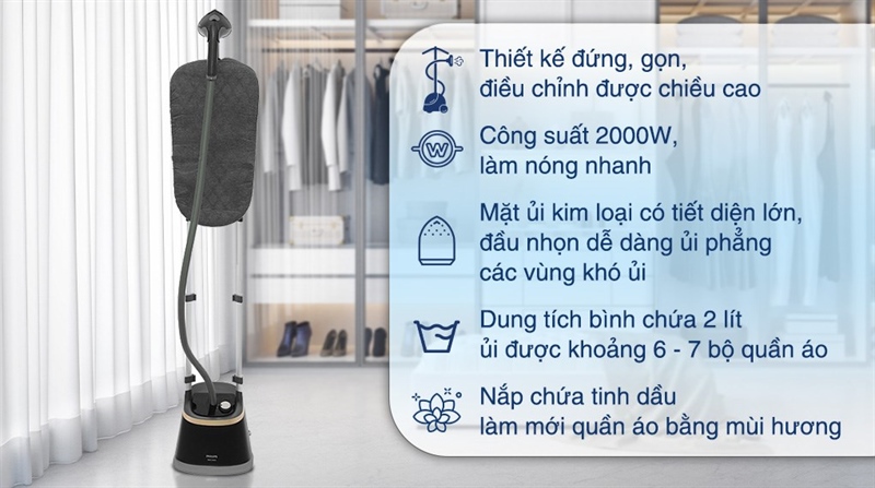 Bàn ủi hơi nước đứng Philips STE3170/80 thiết kế sang trọng