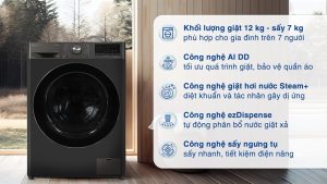 Máy giặt sấy LG Inverter giặt 12 kg - sấy 7 kg FV1412H3BA (254.12T5)
