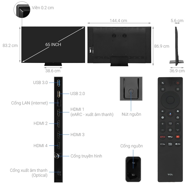 TCL 65C7K góc nhìn từ xa
