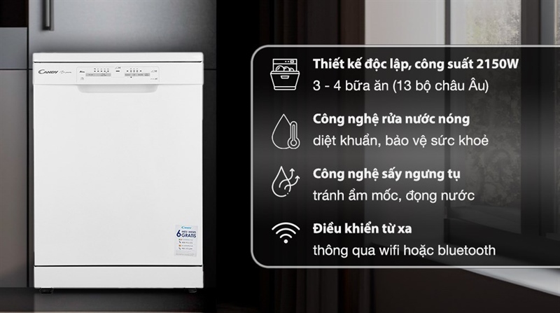 Máy rửa chén độc lập Candy CDPN 1L390PW - Thổ Nhĩ Kỳ
