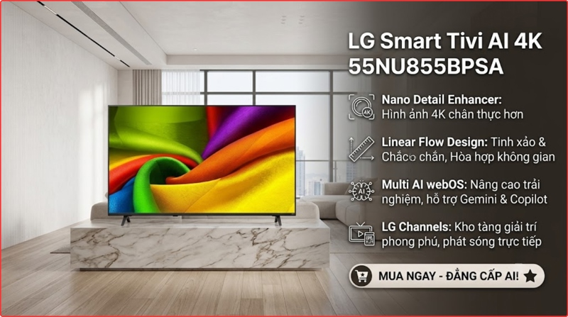 Smart Tivi LG AI 4K 55 inch 55NU855BPSA 2026 - Indonesia