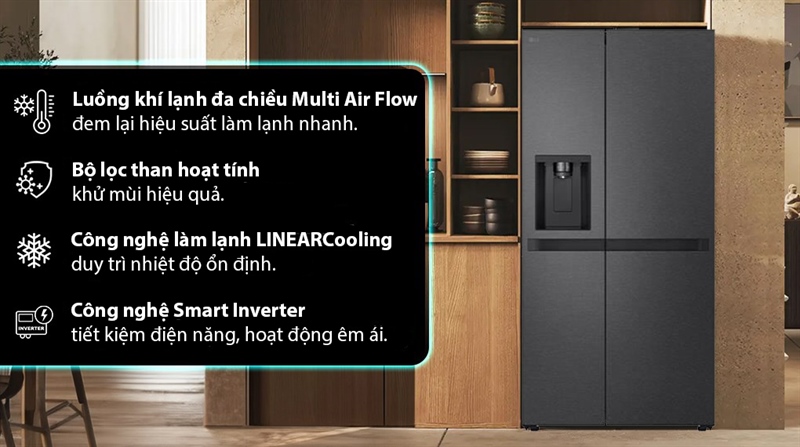 Tủ lạnh LG Inverter 641 lít Side By Side LSI63BLMA 2024 (N.19T)