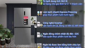 Tủ lạnh Sharp Inverter 362 lít SJ-FX420V-SL (N.10T5)